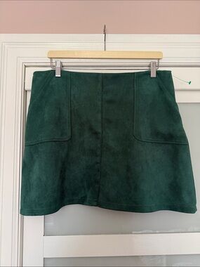 twik Dark Green Suede Mini Skirt